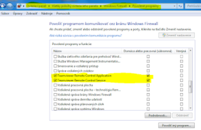 Povolení TeamViewer ve Firewall